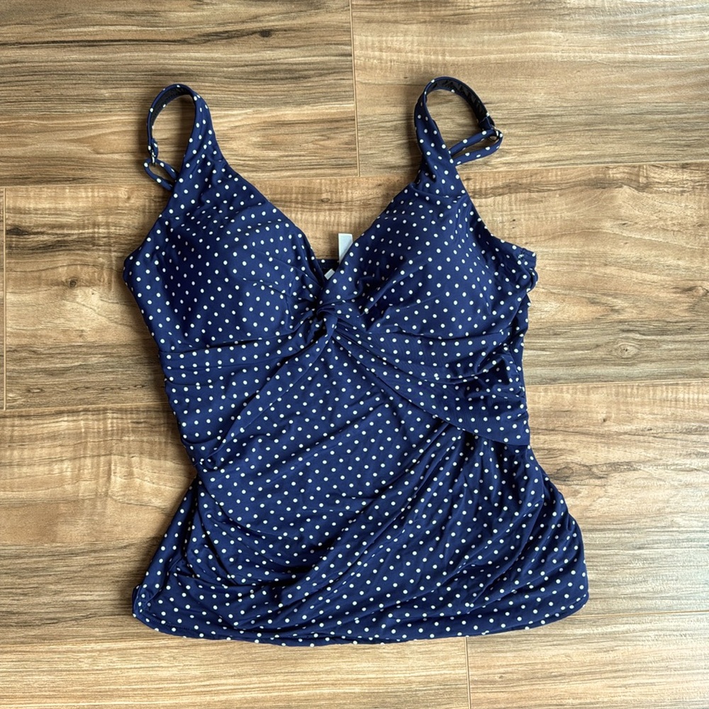 La Vie En Rose | Navy Polka Dot Swim Top